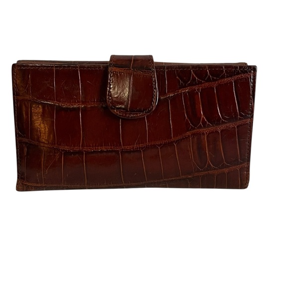 Brighton Wallet Brown Croc Embossed Leather Wallet - Picture 2 of 7
